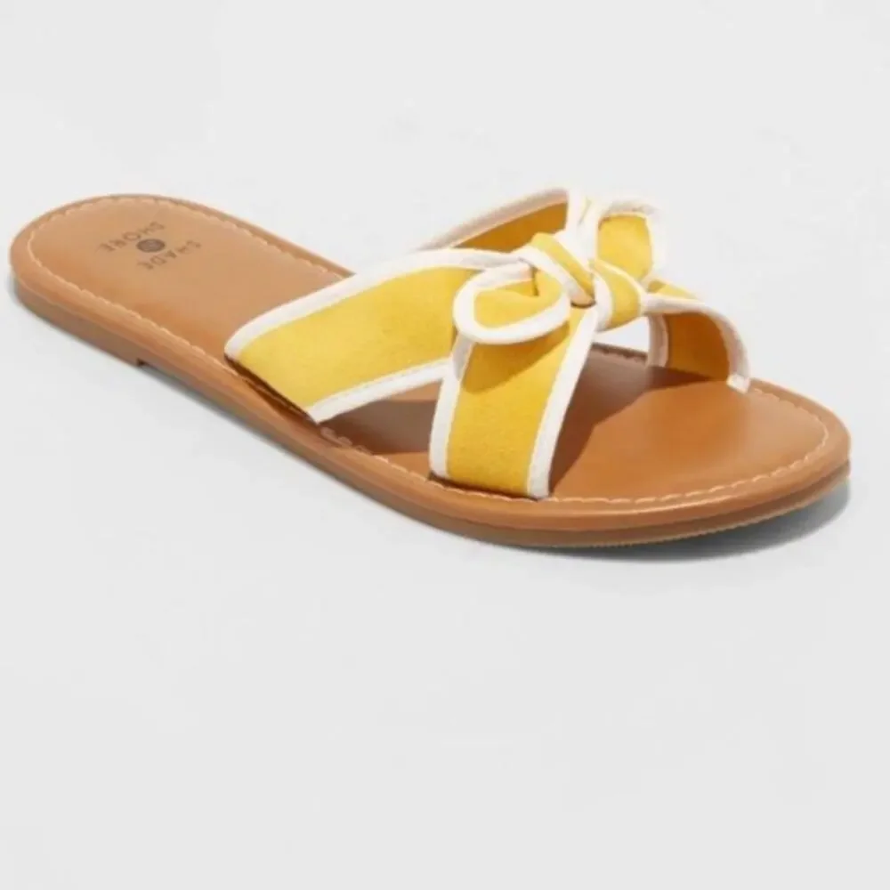 Yellow Sandals size 8 Shade & Shore Lorelei Crossband Bow Summer NWT preppy